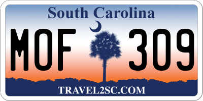SC license plate MOF309