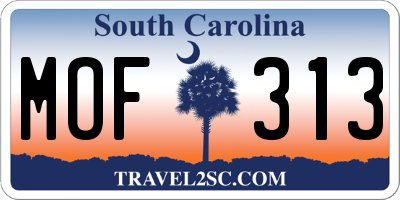 SC license plate MOF313