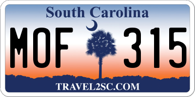 SC license plate MOF315