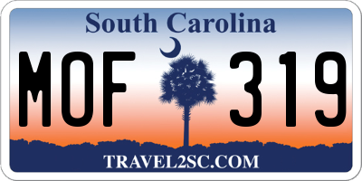 SC license plate MOF319