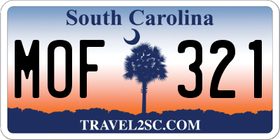 SC license plate MOF321