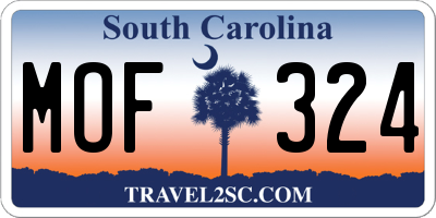 SC license plate MOF324