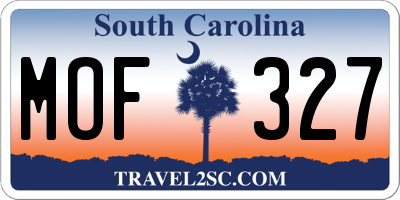 SC license plate MOF327