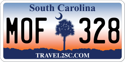 SC license plate MOF328
