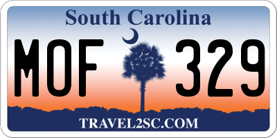SC license plate MOF329