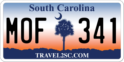SC license plate MOF341