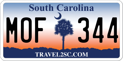SC license plate MOF344