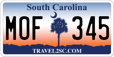 SC license plate MOF345