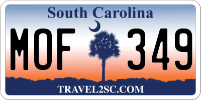 SC license plate MOF349
