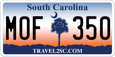 SC license plate MOF350