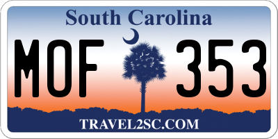 SC license plate MOF353