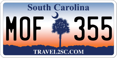 SC license plate MOF355