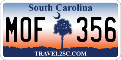 SC license plate MOF356