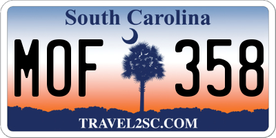 SC license plate MOF358