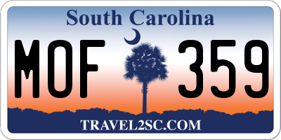 SC license plate MOF359