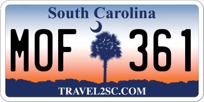 SC license plate MOF361
