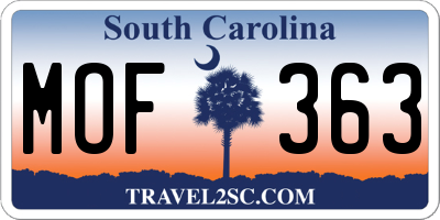SC license plate MOF363