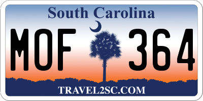 SC license plate MOF364