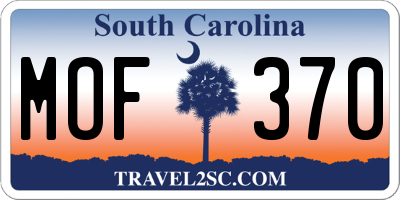 SC license plate MOF370