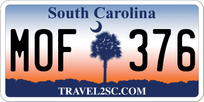 SC license plate MOF376