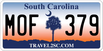 SC license plate MOF379