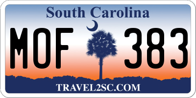 SC license plate MOF383
