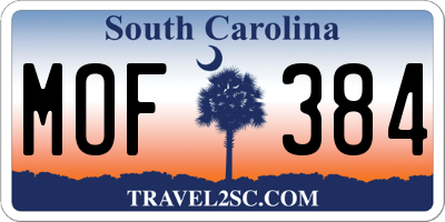 SC license plate MOF384