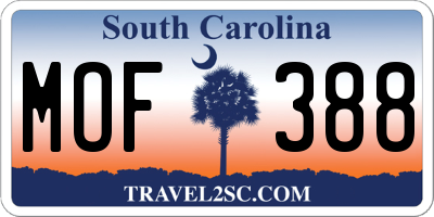SC license plate MOF388