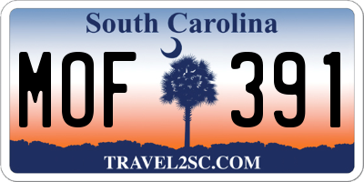 SC license plate MOF391