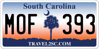 SC license plate MOF393