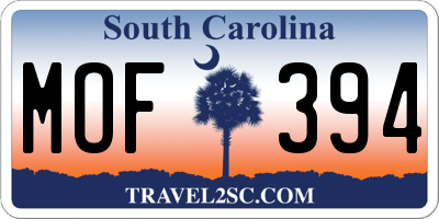 SC license plate MOF394