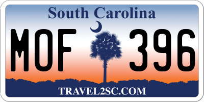 SC license plate MOF396