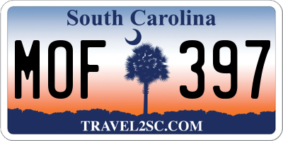 SC license plate MOF397
