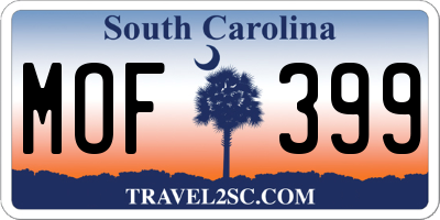 SC license plate MOF399