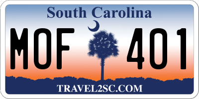 SC license plate MOF401
