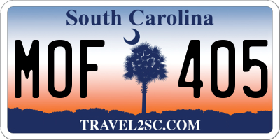SC license plate MOF405