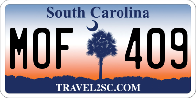 SC license plate MOF409