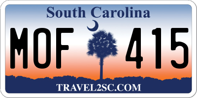 SC license plate MOF415