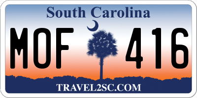 SC license plate MOF416