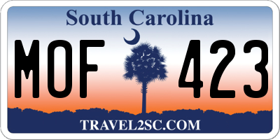 SC license plate MOF423