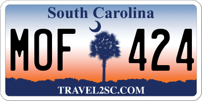 SC license plate MOF424