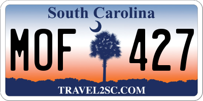 SC license plate MOF427