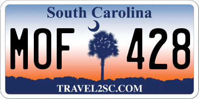 SC license plate MOF428