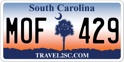 SC license plate MOF429