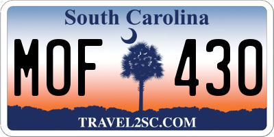 SC license plate MOF430