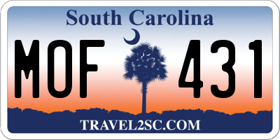 SC license plate MOF431