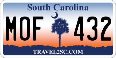 SC license plate MOF432
