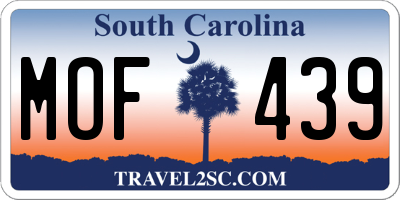 SC license plate MOF439