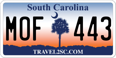 SC license plate MOF443