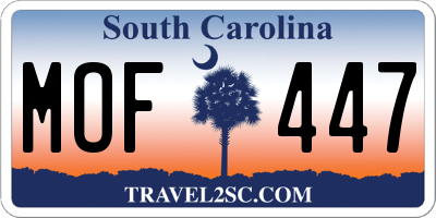 SC license plate MOF447